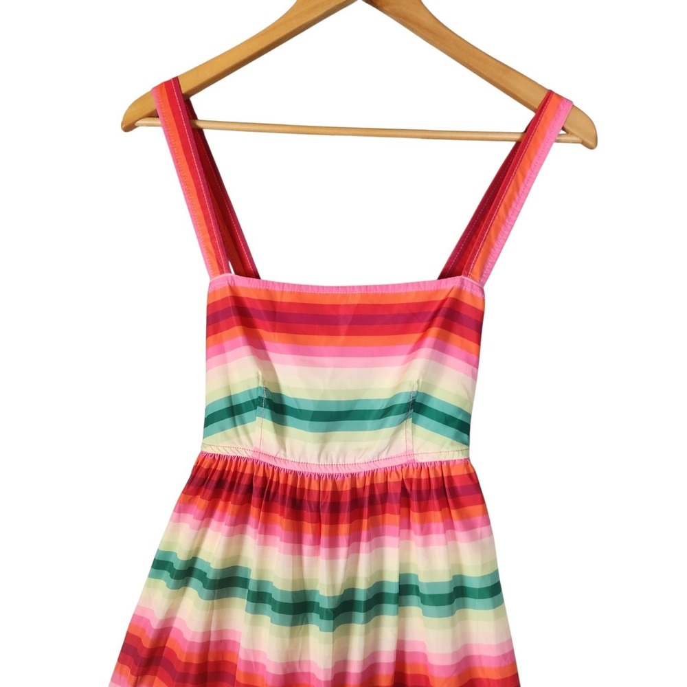 J. Crew Maxi Dress 2 Multicolor Rainbow Striped Tiered Maximalism Party Formal - Picture 4 of 11